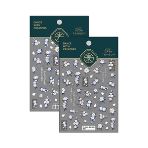 Embossed camellia flower nail art stickers with traditional Chinese patterns and leaves