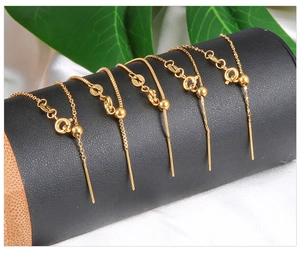 Detail of adjustable gold-plated S925 silver chains for DIY jewelry making with pin ends