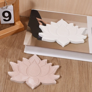 Detailed view of 3D lotus-shaped resin coasters with elegant matte flower petal relief