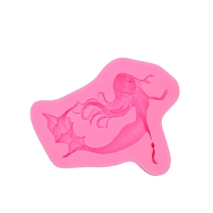 Meerjungfrau Silikonform in Rosa zum Backen und für DIY Tortendekoration mit Details