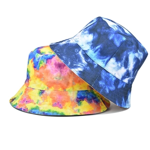 Colorful Tie-Dye Bucket Hat Cotton Sun Protection Double Sided Wearable Outdoor Streetwear For Men Women