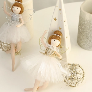 Charming ballet fairy dolls with gold and silver sequins for Christmas tree decoration