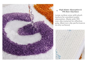 Detail of high-density absorbent pile and non-slip TPE backing for bathroom floor mat