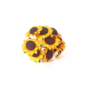 Detailed close-up of artificial yellow sunflowers with dark centers for DIY floral decor