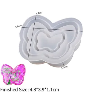 Moule détaillé en silicone papillon pour résine DIY avec taille finie 4,8x3,9cm