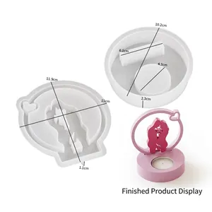 DIY silicone mold for romantic heart candle holders with couple silhouette and dimensions