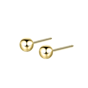 Minimalist 316L stainless steel gold ball stud earrings with polished mirror finish