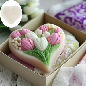 Tulpenherz Kerzen Silikonform für DIY handgemachte Duftputz und Seifenherstellung Kit