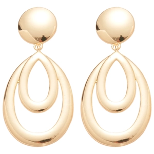 Boucles d'oreilles pendantes gouttes d'or minimalistes avec clou rond et fini poli