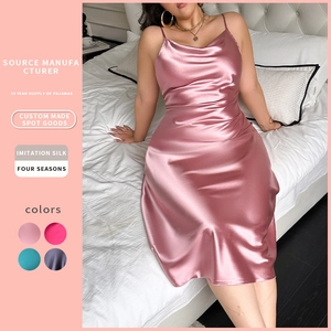 Nuisette En Satin Grande Taille Pour Femmes Col Bénitier Bretelles Spaghetti Nuit En Imitation Satin