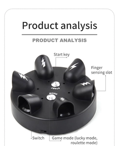Detail view of electric lie detector with 6 finger slots and mode selection buttons