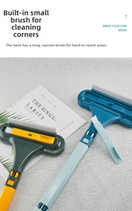 Detail view of the multi-functional window screen cleaner with a handy detachable small brush.