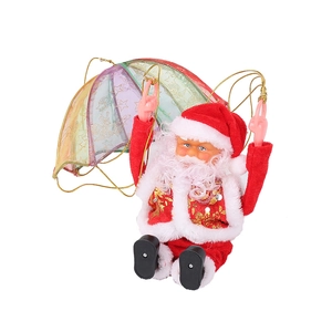 Electric musical Santa Claus toy with colorful parachute and gold star patterns