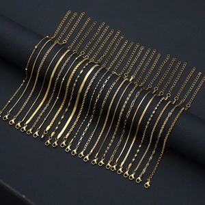 Collection of 18K gold plated stainless steel chain bracelets with various link styles