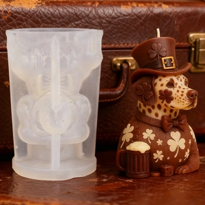 Stampo In Silicone Cane Dalmata Giorno Di San Patrizio Trifoglio Cappello Boccale Di Birra Fatto A Mano DIY Candela Sapone Gesso Resina Epossidica Artigianato