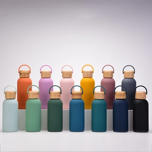 350ml stainless steel insulated water bottle collection with minimalist bamboo lids