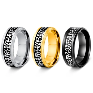 Détails de trois bagues en acier inoxydable de 8 mm avec motifs nœuds celtiques