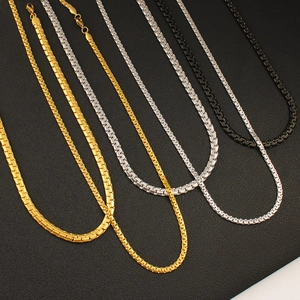 Classic stainless steel Cuban link necklaces in gold, silver, and black finish options