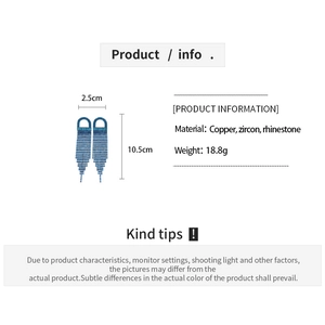 Detailed view of blue jellyfish tassel earrings with dimensions 10.5cm and material specs