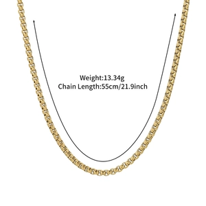 Minimalist 14k gold plated chain necklace for men and women, 55cm length, 13.34g weight