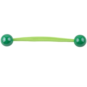 Green Korean-style hair elastic tie featuring dual smooth resin spheres for ponytails