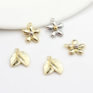 Alloy Flower Leaf Charms Mini Korean Style Sweet Pendants For DIY Earring Jewelry Making Components