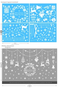 Christmas window decals with Santa and Reindeer showing layout and display sizes