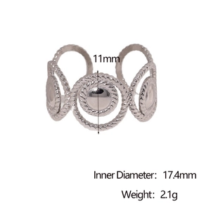 Macro view of woven hollow design open ring with 11mm width and size specifications