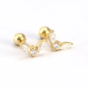 Gouden S925 zilveren oorbellen met zirkonia en veilige schroefsluiting ontwerp