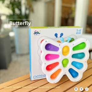 Butterfly sensory toy with colorful silicone bubbles showing numbers one to ten