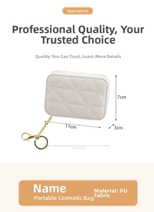 Mini cream quilted lipstick pouch with gold chain detail and 11x7x3cm dimensions