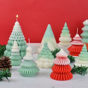 Stampo In Silicone Albero Di Natale 3D Stile Origami DIY Candela Aromaterapia Gesso Produzione Sapone Decorazione Vacanze Strumento