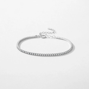Elegant S925 sterling silver tennis bracelet with sparkling zircons and heart charm