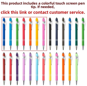 Stylus ballpoint pen set with colorful rubberized barrels and touch screen tips