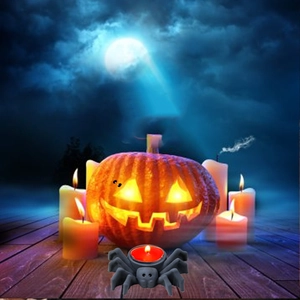 Portacandele a forma di ragno nero gotico con candelina per decorazione Halloween