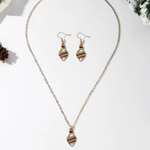 Parure de bijoux de Noël avec collier et boucles d'oreilles en cristal rouge et noir