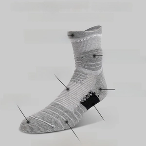 Breathable athletic crew socks with cushioned sole and ankle protection for sports