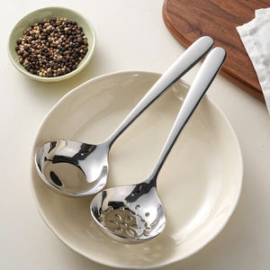 Mirror polished 304 stainless steel soup spoon and skimmer set for kitchen cooking