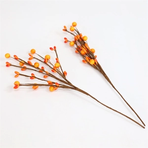 Macro view showing realistic orange berry stems with detailed brown texture for home decor