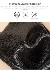 Close-up of black litchi grain leather texture on double-zippered mini coin purse