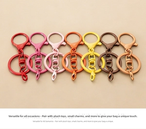 Colorful lacquered metal lobster clasp keychains in seven vibrant finish shades