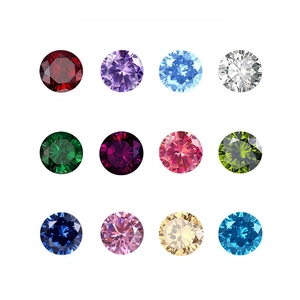 Detail chart showcasing 12 monthly birthstone options with round cut zircon samples