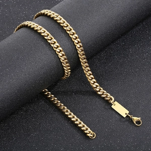 Men Stainless Steel Cuban Link Chain Necklace With Rectangular ID Tag Punk Hip Hop Personalized Style Jewelry