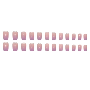 24pcs purple gradient press-on nails with silver glitter tips and square oval shape