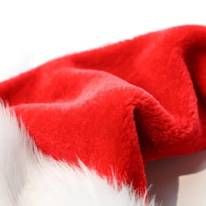 Thick plush Santa hat with double-layer velvet fabric and soft white faux fur trim