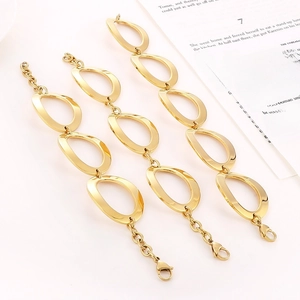 Bracciale Donna In Acciaio Inossidabile Placcato Oro Piastra Rotonda Design Geometrico Cavo Gioielli Moda