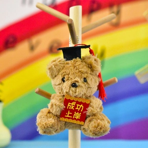 Primo piano dettagliato di un orsetto di peluche di laurea con cappello nero e nappa