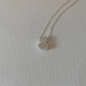 Elegant 925 sterling silver rabbit pendant necklace with sparkling pavé cubic zirconia