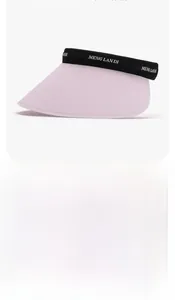Detail of wide brim PVC sun hat showing UV protection test results and purple visor
