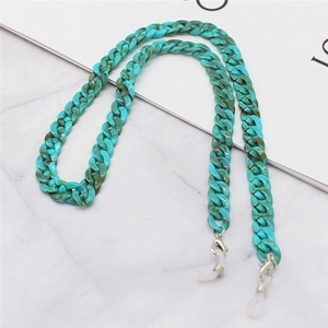 Turquoise marble acrylic glasses chain with lobster clasps and rubber loops